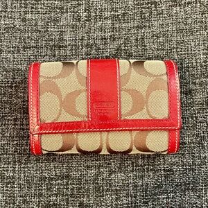 Women’s Leather Red and Beige Coach Wallet